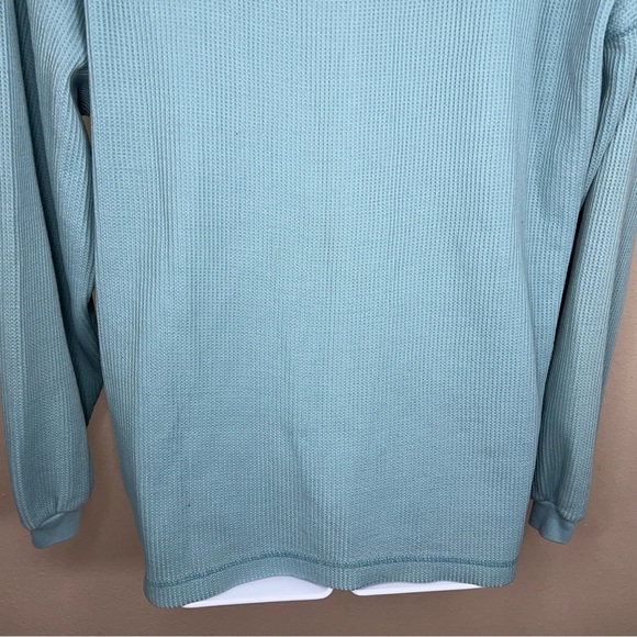 XL Vintage 90s Blue Waffle Knit Thermal Top Floral Long Sleeve Bobbie Brooks - Picture 8 of 13